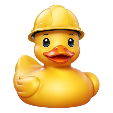 Red rubber duck with yellow hard hat sticker