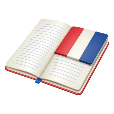 open notebook with French flag on the page sticker