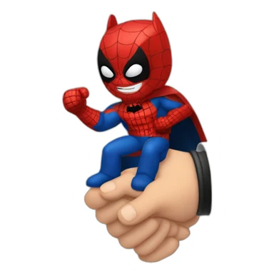 batman hand shaking spiderman hand sticker
