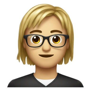 Capelli lunghi,castani con la frangetta occhiali da vista neri  sticker