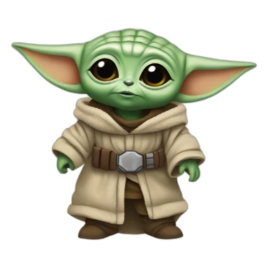Baby yoda with Mandalorian sticker