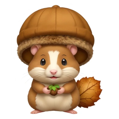 cartoon-style hamster with acorn hat like a hobbit sticker