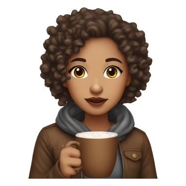 Lightskin girl with curls drinking hot chocolate sticker