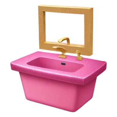 Pink glitter sink with mirror  sticker
