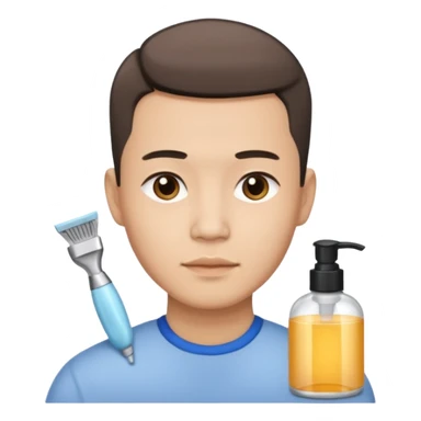 chinese man doing skincare with a fade haircut sticker