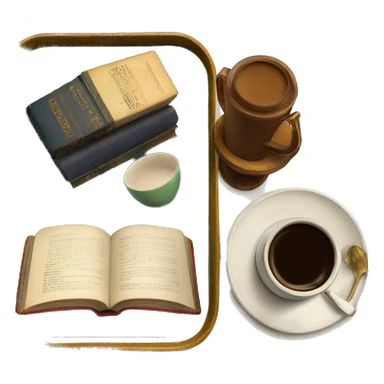 vintage tray with books and coffee  sticker