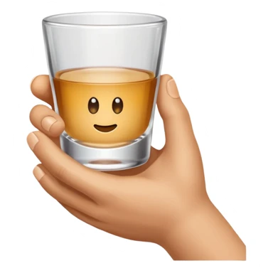 a hand holding a small shot glass sticker