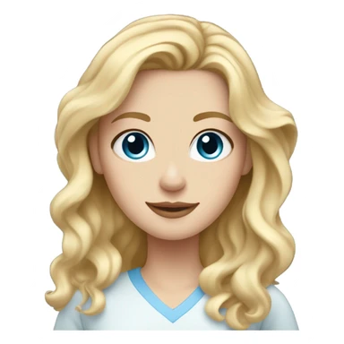 white girl with medium length wavy blonde hair and blue eyes sticker