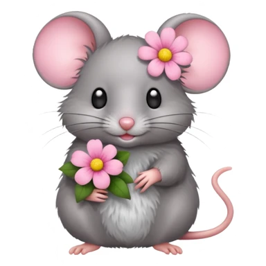 une petite souris avec une fleur sticker