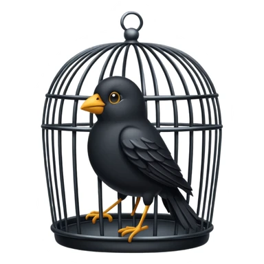 black bird in cage sticker
