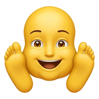 Make a smiling emoji with feet sticking out and hands under its chin sticker
