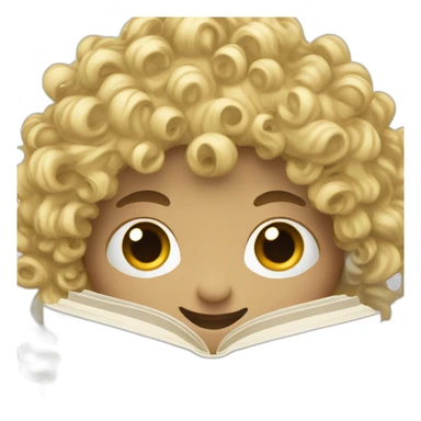 a blond and half curly haired with blues eyes man holding a book sticker