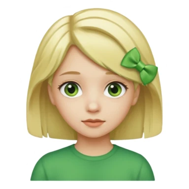  girl with blonde hair and green color hairclip sticker