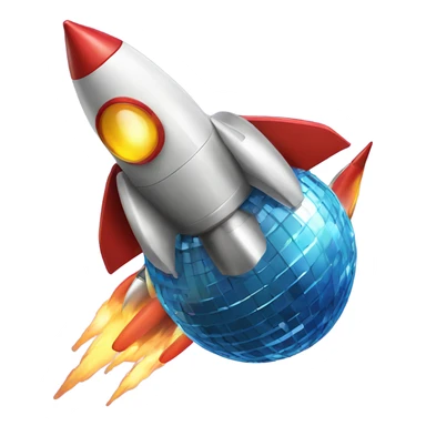 rocket ship with disco ball cover sticker