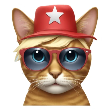 cat wearing sunglasses and a star hat sticker