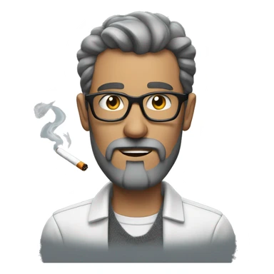 Man gray short beard glasses smoking cigarette sticker
