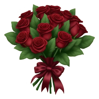 A bouquet of deep red roses tied with a burgundy satin ribbon
 sticker