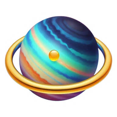 gradient planet planet with ring, glowing sticker