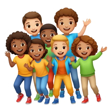 group of children laughing, fun and energetic sticker
