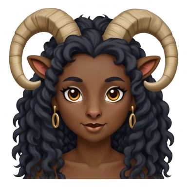 Anthropomorphic furry goat woman with makeup and curly long black hair sticker