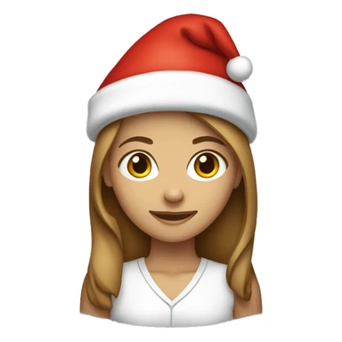 Light brown haired teenage girl wearing a Santa hat sticker