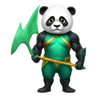 A panda dressed up as aquaman doing squats  sticker