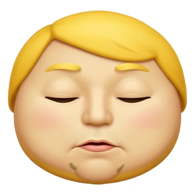 A male emoji with big fat lips with it’s eyes closed not smiling with its mouth closed and it’s yellow sticker