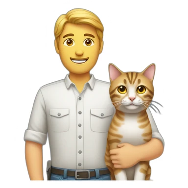 working men with tabby cat sticker