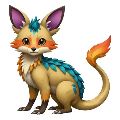 Feral Rare realistic edgy pretty beautiful handsome gorgeous aesthetic colorful vibrant Vernid-Trico-species-Fakemon-creature by LiLaiRa, random markings, tufted ears, full body sticker