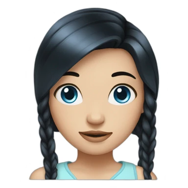 Girl with black hair and blue eyes and her hair is tied sticker
