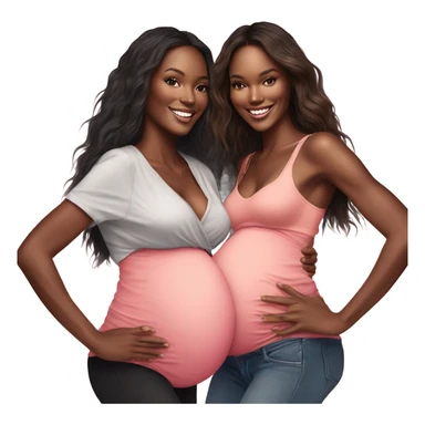 Realistic Photo of 2 Victoria secret models pregnant posing with each other  sticker