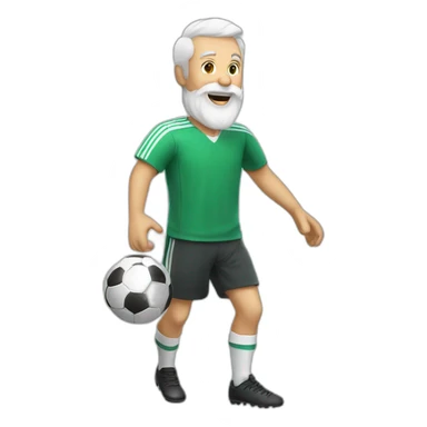 old white man with beard playing soccer magic sticker