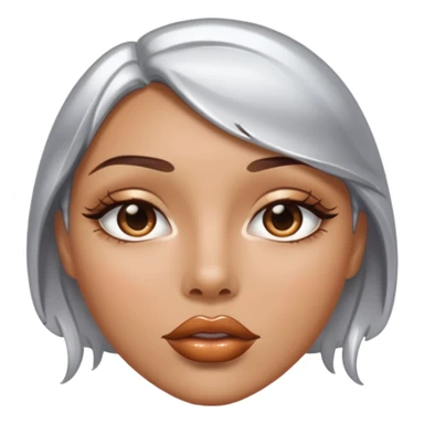 slightly parted lips, silver chrome material, glossy wet shine, seductive aesthetic sticker