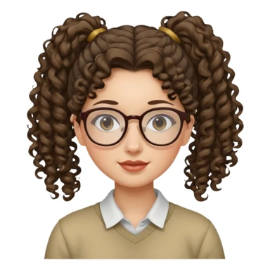 hija con gafas y cabello rizos con una coleta alta sticker