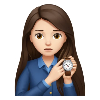 brunette long haired woman checking watch sticker