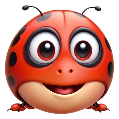 Cinematic Cheeky Ladybug Portrait Emoji, Head tilted dramatically with an exaggeratedly surprised expression, featuring a petite, vibrant form with wide, comically expressive eyes full of playful disbelief and animated, fluttering wings, Simplified yet hilariously expressive features, highly detailed, glowing with a slightly sassy scarlet glow, high shine, dramatic yet playful, stylized with an air of cheeky garden mischief, soft glowing outline, capturing the essence of a meme-worthy ladybug that looks ready to flutter its way into viral fame! sticker