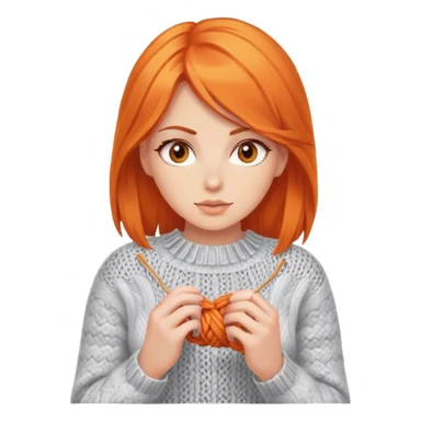 beautiful orange hair woman with brown eyes knitting sweater  sticker