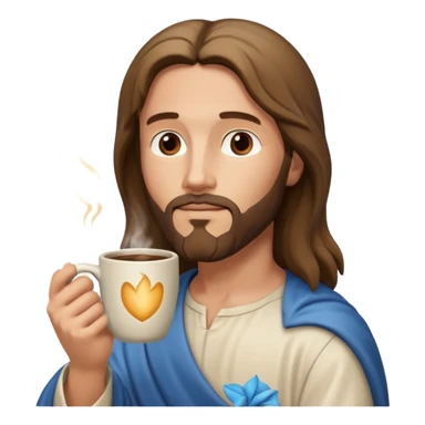Side profile of Jesus holding a coffee mug sticker
