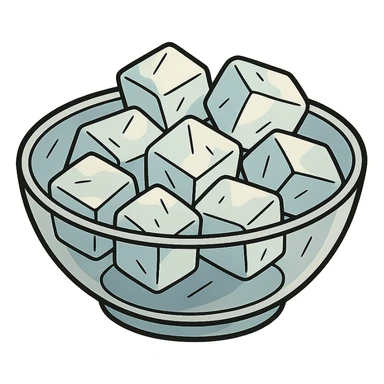 flat toon style ice cubes in a bowl sticker