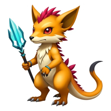 cool edgy badass colorful fantasy animal hybrid Fakemon full body sticker