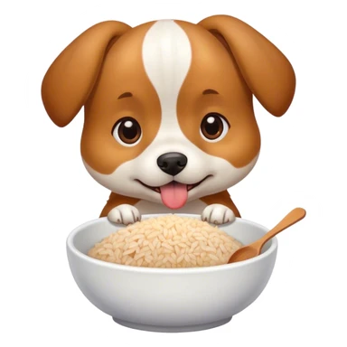 Dog eating rice and chicken  sticker