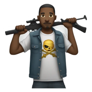 Los Angeles gang member holding a weapon sticker