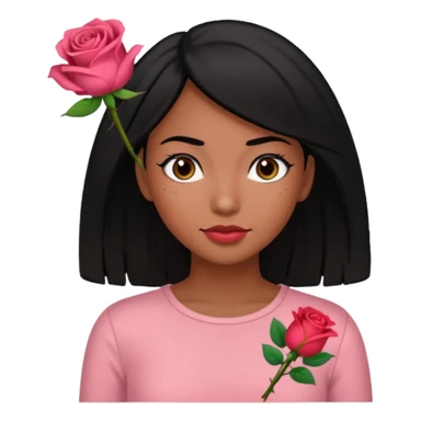 Black hair woman wearing rose top sticker