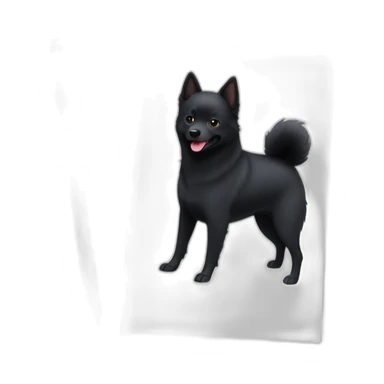Black schipperke with only black hair, mid length hair with tongue stuck out and dark brown eyes sticker