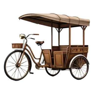 ​Cinematic Realistic Cyclo Rickshaw, depicted as a classic manually operated tricycle-style rickshaw with a simple, rustic design and intricate details, rendered with realistic textures and natural urban lighting that captures its cultural charm and timeless functionality, sticker