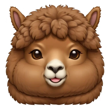 Meme-Worthy Cute Sleeping Brown Alpaca Portrait Emoji, Head resting peacefully with a contented smile, showcasing a delightfully sturdy build and a luxuriously soft brown fleece, eyes shut in a serene nap, Simplified yet hilariously adorable features, highly detailed, glowing with a soft, drowsy light, high shine, relaxed and utterly lovable, stylized with an air of playful laziness, bright and heartwarming, soft glowing outline, capturing the essence of a comically sleepy alpaca, so meme-worthy it feels like it could instantly become the next viral sensation of adorable slumber! sticker
