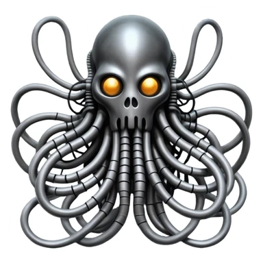 tangled black cables creating a dark biomechanical creature, Giger and Silent Hill style sticker