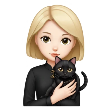 Young woman in black clothes with a black-patterned Chinese domestic cat sticker