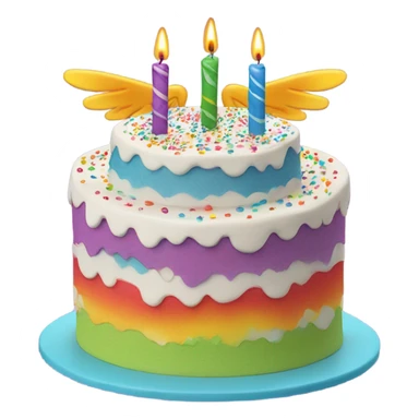 Smiling Birthday cake with big wings  sticker