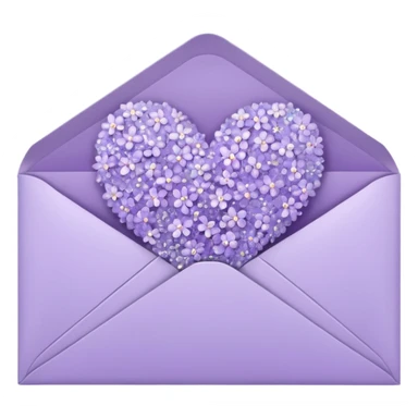 a closed pastel lavender lilac flowers heart shiny sparkly glittery aesthetic romantic vintage envelope  sticker